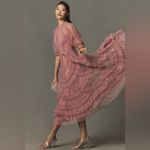 Mac Duggal  8058 Pink High Neck Micro Ruffle Tiered Midi Dress Photo 6