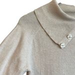 Jeanne pierre Sweater Women M Beige Oversized Collar Cotton Comfy Minimalistic Photo 5