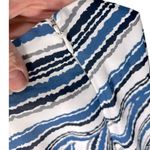Loft Blue Striped Ruffle Hem Skirt Size 0 Mini White Black Gray Artsy Feminine Photo 5