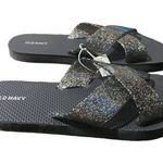 Old Navy Grey Criss Cross Sparkle Flip Flop Sandals Photo 1