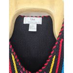 Vintage Lisa International Large Vest Colorful Stripes Ramie Cotton Blend‎ Black Photo 1