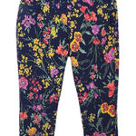 Susan Graver  Navy Floral Cropped Pants Sz 8 Petite Navy Floral Pull-on Pants Photo 0
