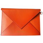 SANTONI Grain Leather Envelope Clutch Orange NEW IN BOX/DUSTBAG Photo 2