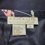 Doncaster  Navy Floral Print Silk Skirt Photo 5