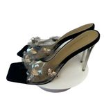 LuxeModa Secret Black Diamond Butterfly Square Peep Toe Heel Clear Pump Mule siz White Size 11 Photo 0