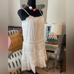 Theory Women’s  White Tiered Sundress Spaghetti Strap Boho Peasant Vacation Flowy Photo 11