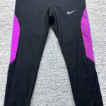 Nike Leggings Women's Small Black Pink Dri-Fit Zipper Pocket Athletic Workout Photo 0
