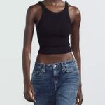 ZARA  Women’s Black Ribbed Minimalist Tank Top Small Photo 1