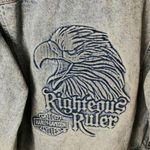 Harley Davidson 90s Vintage Motorcycles Womens 2XL XXL Blue Denim Jacket Eagle Photo 10