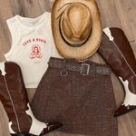 Brown Rhinestone Skirt Size L Photo 0