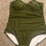 Aqoueve Tummy Control Cutout One Piece Swimsuit-Army Green. Photo 6