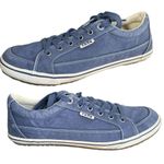 Taos Moc Star Womens 9.5 Distressed Canvas Lace Up Low Top Indigo Blue Comfort Photo 0