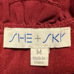 She & Sky  Ribbed Flutter Sleeve Pullover Blouse Crimson‎ Red Size Medium Photo 6