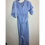 Mustard Seed  Boutique Blue Jumpsuit Size Small Satin Feel Wide Leg Pastel Photo 1
