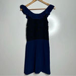Amanda Uprichard  Navy Silk Ruffle Front Lace Back Mini Dress Size Small Photo 5