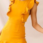 Selfie Leslie Jackie Wide Ruffle Hem Pinafore Dress Mustard Photo 0