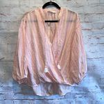 Lou & grey Loft Lou Grey Shirt Womens Large Pink Faux Wrap Crop Top Blouse Boho Casual Photo 0