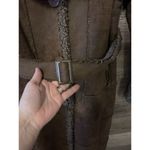 Penny Lane Coat Sz Large Colar Fur Vintage faux suede boho tribal Brown long Photo 7