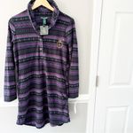 NWT Vintage Ralph Lauren Flannel Shirt Long Sleeve Sleep Night Gown Logo Small Purple Photo 1
