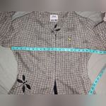 Flax By Jeanne Engelhart Hand Painted Checkered Rauched Blouse M Green/Blk Photo 5