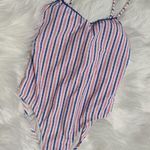 J.Crew NWT  Ballet One-Piece Swimsuit Seersucker Stripes White Blue Pink Size 2 Photo 3