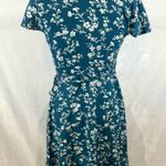 Zaful Turquoise blue and white floral ruffle wrap dress size large NWT Photo 4