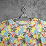 LL Bean Signature Tee XL Tropical Leaf Print Shirt Top Colorful Spring Summer Yellow Photo 3