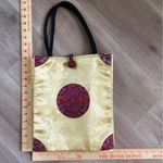 Chinese Oriental Vintage Silk Golden Red Double Handle Shoulder Bag Tote Purse Photo 7