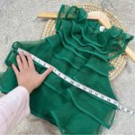 La Esquina Azul Women’s Organza Layered Ruffle Top Sleeveless Crop Party Green M Size M Photo 8