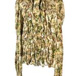 Manoush Dainty Ethereal Romantic Ruffle Button Down Shirt Rose Garden Bow 6 Tan Size 38 Photo 2