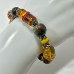 Yellow and green beaded stretchy bracelet Photo 2