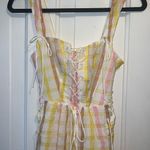 For Love & Lemons Yellow Pink and White Rue Midi Dress Photo 6