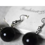 NWT Up Town Boho Chunky Xl Faux Pearl Black/White Set Hook Earrings 16"Necklace Black Photo 4