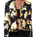 St. John Sport by Marie Gray Floral Ruffle Trim Blazer Jacket W1888 Sz 2 Black Photo 0