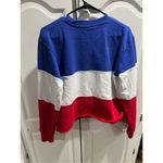 Champion KANSAS JAYHAWKS BLUE BLOCKED LONG SLEEVE CREW SWEATSHIRT cropped Small Photo 6