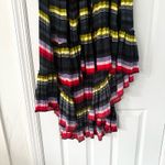 Free People  Black Rainbow Stripe High Low Crinkle Pleat Midi Skirt Boho Small Photo 3