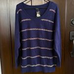 Torrid NWT  Tinsel Stripe Sweater Navy Size 3X Photo 4