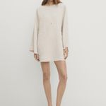 Massimo Dutti NWT Linen Blend Short Dress W/ Voluminous Sleeves Cream Size Small Photo 11