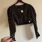 MINKPINK NWT by Revolve Ayat Wrap Crop Top Black with Tan Polka Dot Size Medium Photo 5