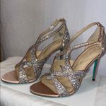 Betsey Johnson  Rhinestone Champagne Satin Ankle Strap Stiletto Heel 10 nwot Photo 1
