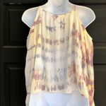 Blue Life  Cold Shoulder Tie Dye Blouse Photo 3