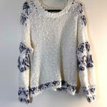 Anthropologie  Pilcro Petra Feathered oversized sweater cream navy size small Photo 6