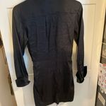 frame denim FRAME Black Twist-front Twill Mini Shirt Dress classic minimalist LBD Photo 12