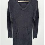 prAna  Dress Women SMALL‎ Grey Two-Tone Avalone V-Neck Knit Long Sleeve Sweater Photo 0