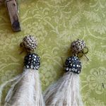 Vintage Feather Tassel Earrings Black Photo 1