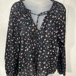 Billabong  Women’s Black Floral Peasant Boho Long Sleeve Top Size Small NWOT Photo 4