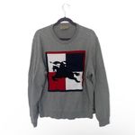 Burberry  Grey Sweatshirt Large Logo Equestrian Knight Graphic 100% Cotton Photo 1