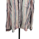 Bella Dahl Button Down Shirt Coastal Stripe Cream Pink Blue Size Medium Photo 4