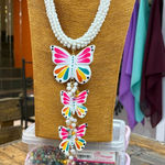 Colorful Butterfly Beaded Necklace White Photo 0
