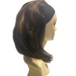 LUVME Human Hair Wig With Headband Brown With Few Highlights Asymmetrical Style Photo 1